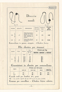 Listino articoli sanitari e mercerie in gomma