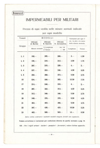 Impermeabili Pirelli stagione 1929 - 30 listino