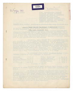&#34;Vendite delle società consorelle e consociate nel primo trimestre 1933&#34;