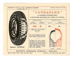 Listino prezzi di pneumatici &#34;Ultraflex&#34; e &#34;Supersport&#34;