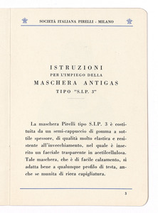 La maschera Pirelli tipo S.I.P. 3