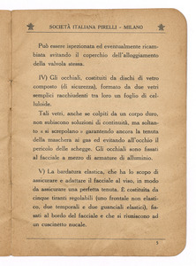 La maschera Pirelli tipo PIR. 35