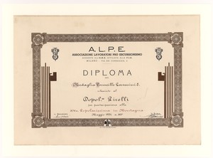 &#34;Diploma con medaglia vermeille Gervasini E.&#34;
