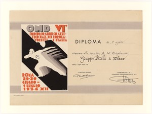 &#34;Diploma di 1° grado per il Concorso Ginnico Atletico Nazionale dei Dopolavoristi d'Italia del 1934&#34;