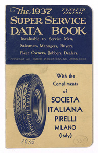 &#34;The 1937 Super Service Data Book invaluable to service men, salesmen, managers, buyers, fleet owners, jobbers, dealers&#34;