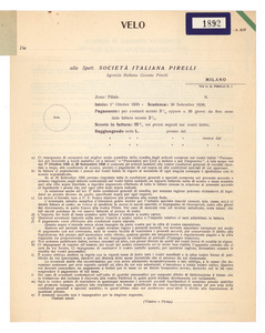 Moduli per la vendita di pneumatici della Societ&agrave; Italiana Pirelli