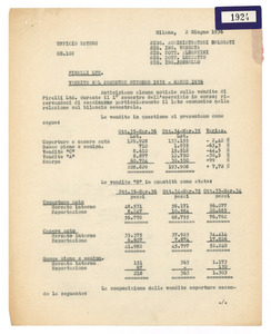 &#34;Pirelli Ltd./Vendite nel semestre ottobre 1935 - marzo 1936&#34;