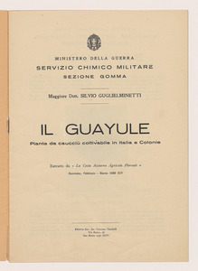 Il Guayule/Pianta da caucciù coltivabile in Italia e Colonie