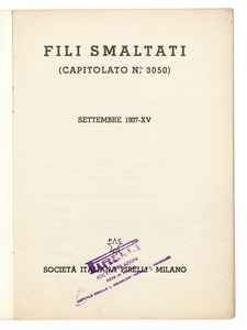 Fili smaltati Pirelli/Dati tecnici