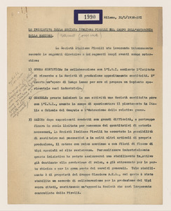 &#34;Le iniziative della Società Italiana Pirelli nel campo dell'autarchia della Nazione&#34;