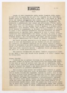 Account of the speeches made at Pirelli Works Tivoli (Villa Adriana) - 13 1 - 1949