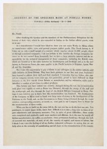 Account of the speeches made at Pirelli Works Tivoli (Villa Adriana) - 13 1 - 1949