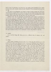 Account of the speeches made at Pirelli Works Tivoli (Villa Adriana) - 13 1 - 1949