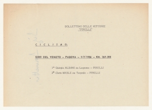 1956/Bollettini delle Vittorie Pirelli