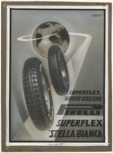 Bozzetto per pubblicità del pneumatico Pirelli Superflex Stella Bianca