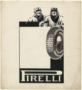 Sketch for Pirelli Superflex Stella Bianca tyre advertising campaign