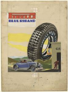 Bozzetto per pubblicità del pneumatico Pirelli Blue Riband