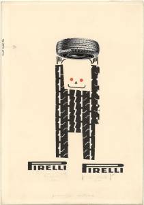 Bozzetto per pubblicità del pneumatico Rolle Pirelli