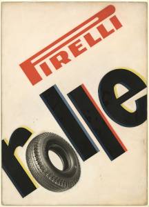 Bozzetto per pubblicità del pneumatico Rolle Pirelli