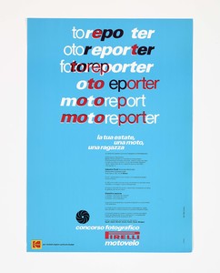 Manifesto informativo sul concorso fotografico Pirelli Motovelo