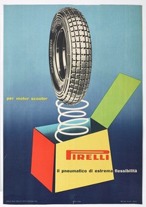 Pubblicità dei pneumatici Pirelli per motorscooter