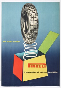 Pubblicità dei pneumatici Pirelli per motorscooter