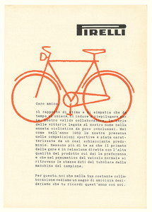 Pubblicità dei pneumatici Pirelli da bicicletta