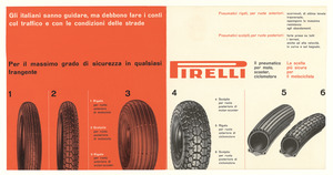 Pubblicità dei pneumatici Pirelli per moto, scooter e ciclomotore