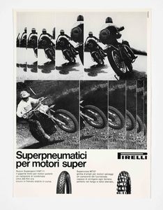 Advertisement for Pirelli Supersport HMT11 and Supercross MT07 motorcycle tyres