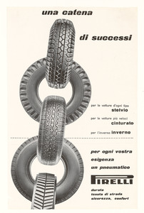 Advertisement for the Pirelli Stelvio, Cinturato and Inverno tyres