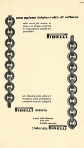 Pubblicit&agrave; dei pneumatici Stelvio e Cinturato Pirelli