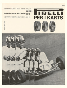 Pubblicità dei pneumatici Pirelli per karts