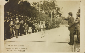 L'arrivo del vincitore della corsa, Giovanni Brunero