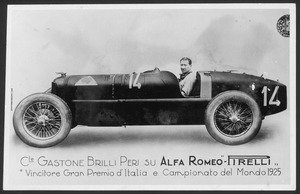 Gastone Brilli Peri, vincitore del Gran Premio d'Italia e del Campionato del Mondo nel 1925 su Alfa Romeo P2 equipaggiata con gomme Pirelli