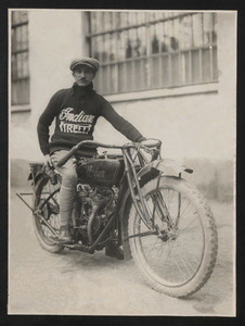 Unidentified rider on an Indian motorcycle