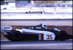 Il pilota Derek Warwick su Toleman-Hart n. 35 gommata Pirelli