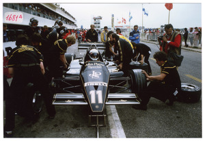 Piloti e tecnici al Gran Premio di Francia del 1983