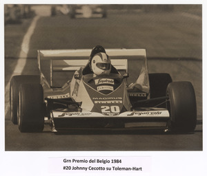 Il pilota Johnny Cecotto su Toleman-Hart n. 20