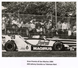Il pilota Johnny Ceccotto su Toleman-Hart n. 20