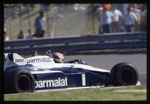 Il pilota Nelson Piquet su Brabham-BMW n.1 durante il Gran Premio del Canada disputatosi sul Circuito di Montr&eacute;al il 17 giugno 1984