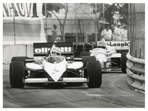 Il pilota Nelson Piquet (n. 7) su Brabham-BMW gommata Pirelli
