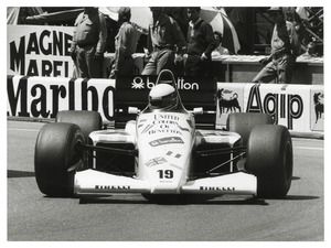 Teo Fabi su Toleman TG 185 numero 19