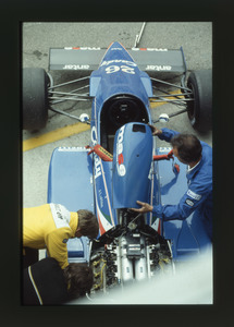 La  Ligier n. 26 di Jacques Laffite ai box