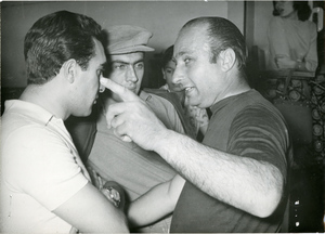 I piloti Luigi Musso, Eugenio Castellotti e Juan Manuel Fangio al Gran Premio d'Argentina del 22 gennaio 1956